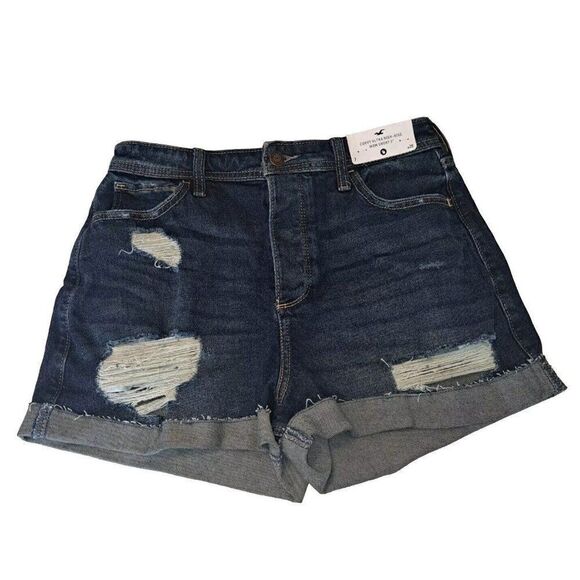 Hollister Women's Size 7 Blue Jean Mom Shorts New 28x3 Button Fly - Picture 1 of 10